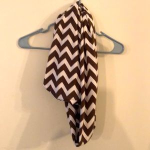 WB chevron brown & white infinity scarf